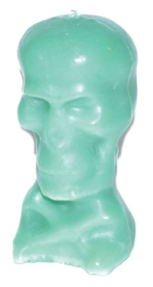 (image for) 5 1/2" Green Skull candle - Click Image to Close