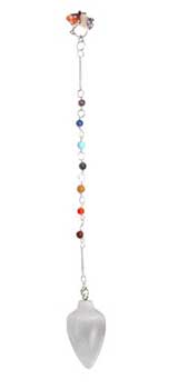 (image for) Selenite 7 Chakra pendulum - Click Image to Close