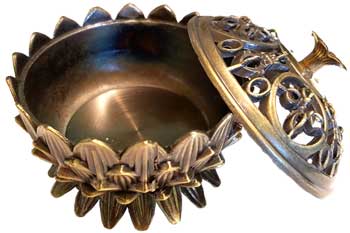 (image for) Lotus incense burner, antique bronze