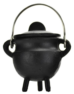 (image for) Plain cast iron cauldron w/ lid 2 3/4" - Click Image to Close