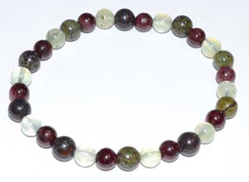 (image for) 6mm Jasper, Dragon Blood, Garnet & Prehnite bracelet - Click Image to Close