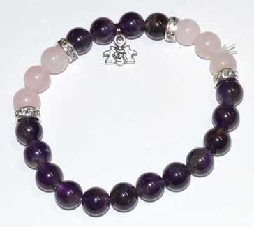 (image for) 8mm Amethyst & Rose Qtz/ Lotus - Click Image to Close