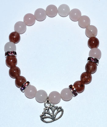 (image for) 8mm Rose Quartz/ Strawberry Quartz with Lotus - Click Image to Close