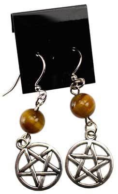 (image for) Tiger's Eye Pentagram earrings - Click Image to Close