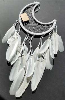 (image for) 8 1/2" Half Moon white dream catcher - Click Image to Close