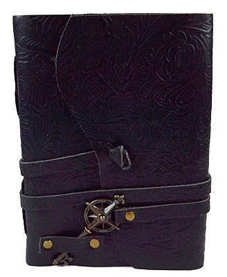 (image for) 5" x 7" Black Embossed leather w/ key & cord - Click Image to Close