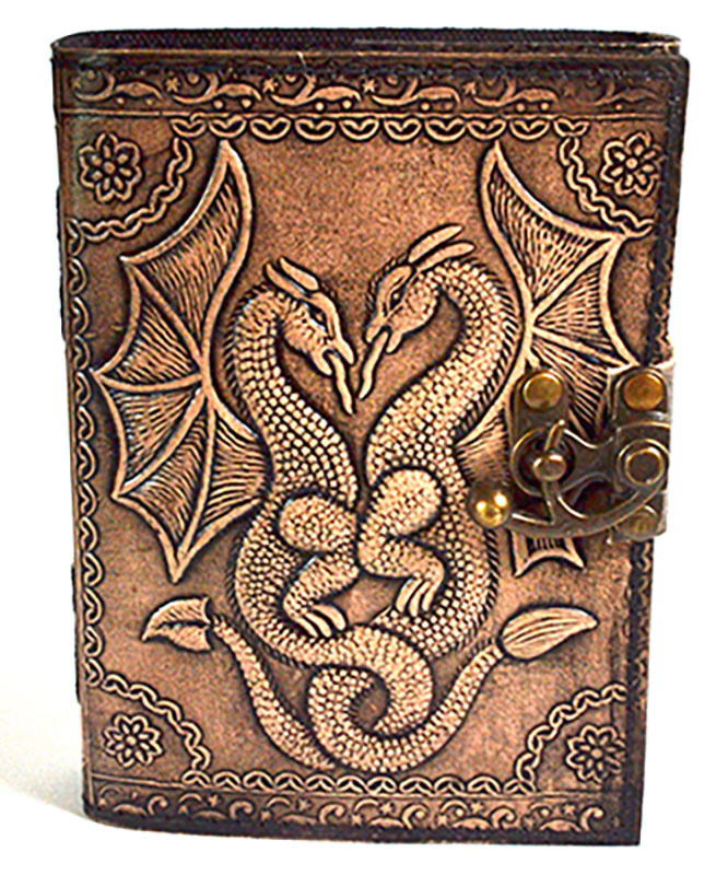 (image for) Double Dragon aged looking paper leather w/ latch