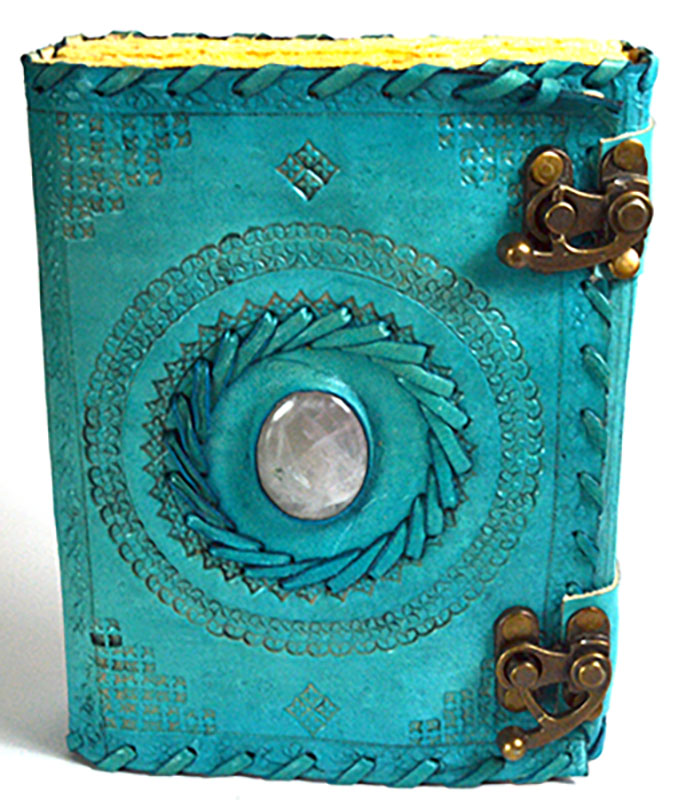 (image for) Blue with Stone aged looking paper leather w/ latch