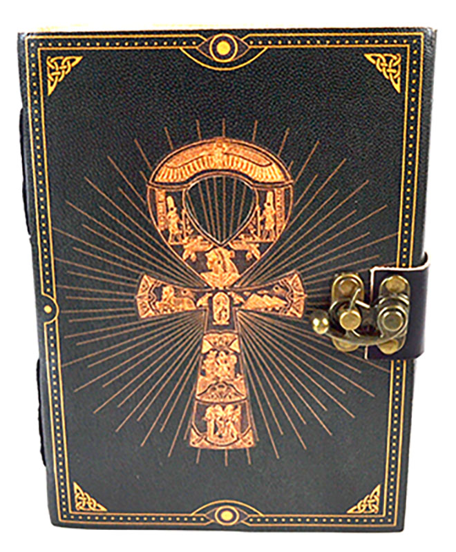 (image for) 5" x 7" Ankh leather blank book w/ latch - Click Image to Close