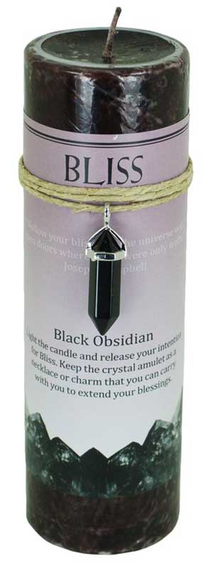 (image for) Bliss pillar candle with Black Obsidian pendant - Click Image to Close