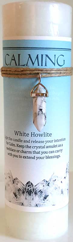 (image for) Calming pillar candle with White Howlite pendant - Click Image to Close