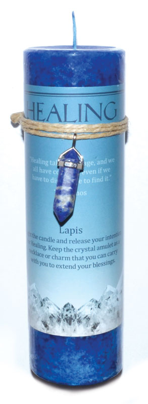 (image for) Healing pillar candle with Lapis pendant - Click Image to Close