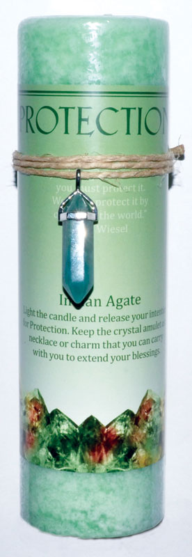 (image for) Protection pillar candle with Indian Agate pendant - Click Image to Close