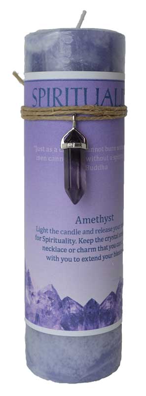 (image for) Spirituality pillar candle with Amethyst pendant - Click Image to Close