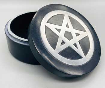 (image for) 4" Pentagram inlay soapstone black box