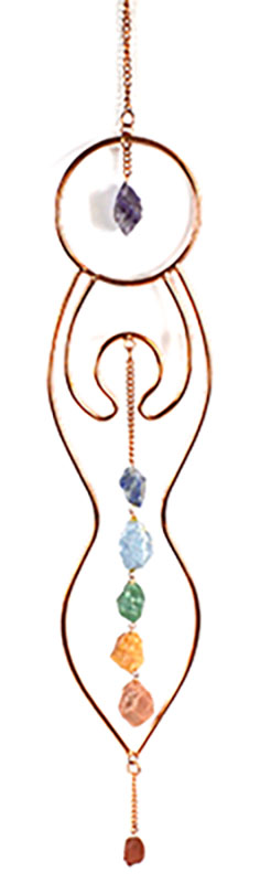 (image for) 19"x 3" Goddess with Charka Stones wall hanging