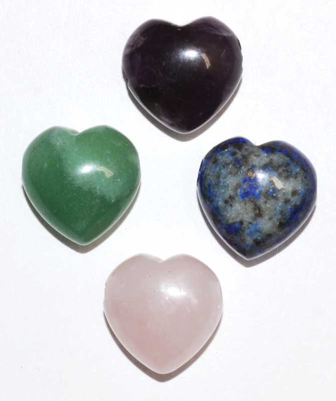 (image for) (ste 10 12) 15mm Heart Beads various stones - Click Image to Close