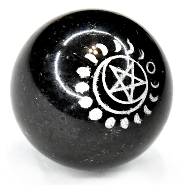 (image for) 50mm Tourmaline Pentagram & Moon sphere - Click Image to Close