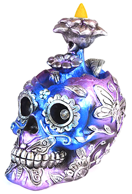 (image for) 6" Metallic Skull backflow burner - Click Image to Close