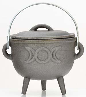 (image for) Triple Moon cast iron cauldron 4" - Click Image to Close