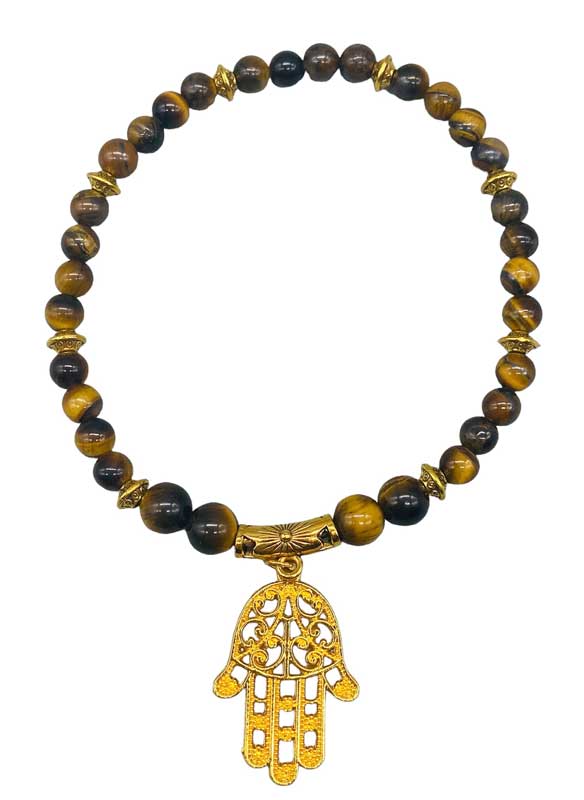 (image for) Tiger Eye W Hamsa Hand anklet