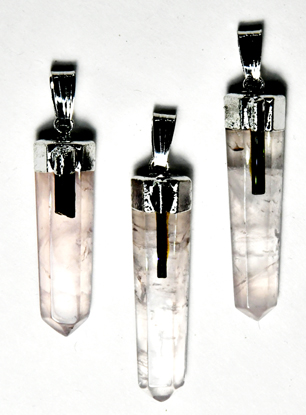 (image for) Rose Qtz w tourmaline pendant - Click Image to Close