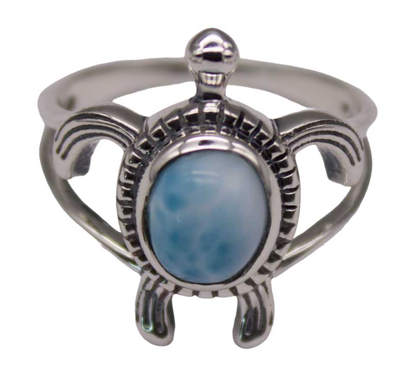 (image for) size 8 Larimar Turtle ring - Click Image to Close