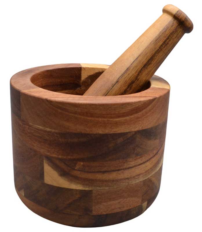 (image for) 4" Acacia Wood Mortar and Pestle Set