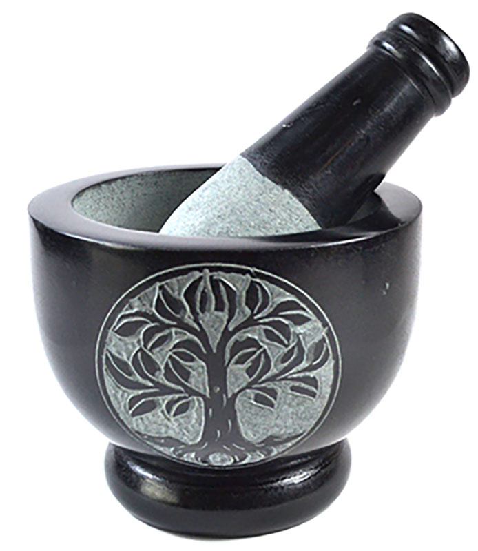 (image for) 4" Tree of Life Soapstone mortar & pestle set