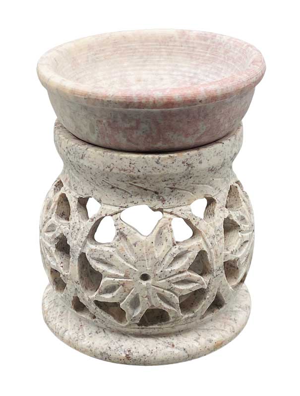 (image for) 3 1/4" Flower soapstone oil diffuser - Click Image to Close