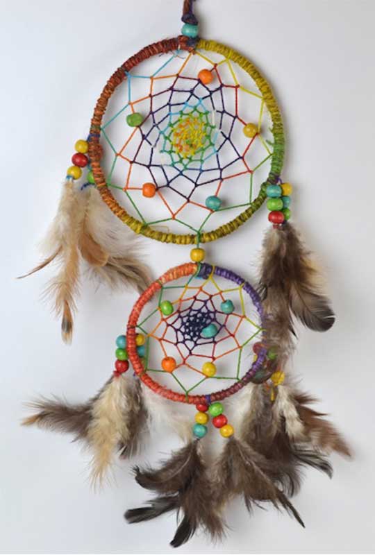 (image for) 8" Rainbow double circle dreamcatcher