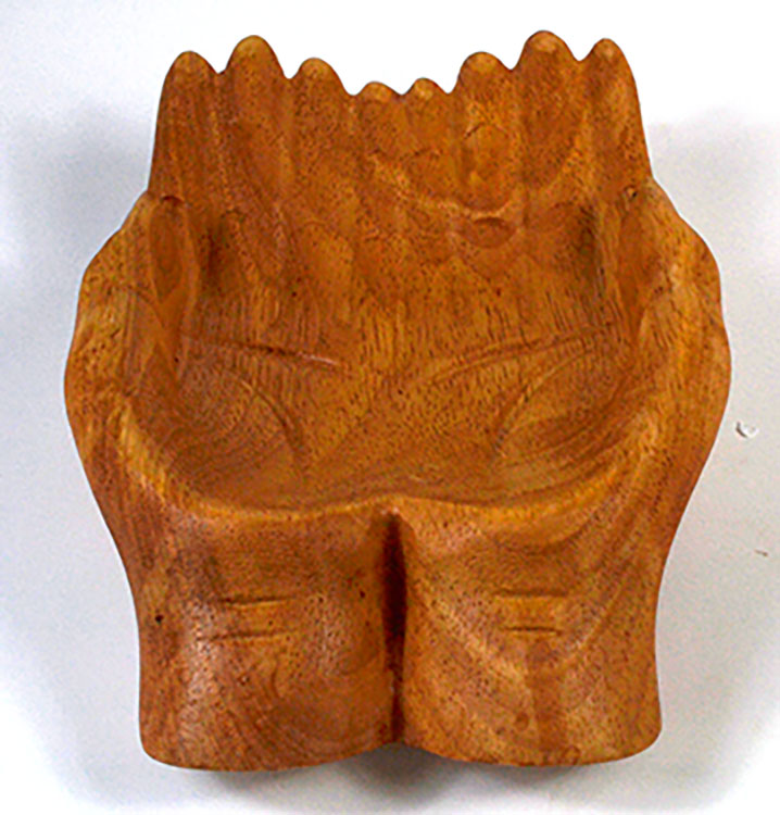 (image for) 7" wood Hand offering bowl - Click Image to Close