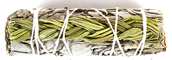 (image for) 4" White Sage & Sweetgrass smudge stick